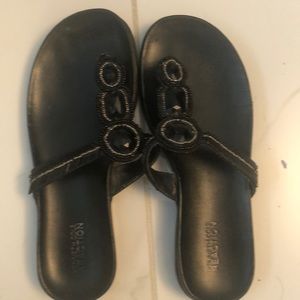 Black Kenneth Cole Rhinestone flipflops